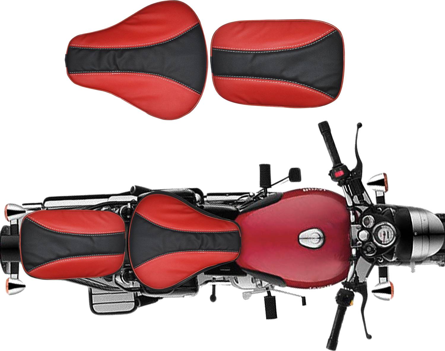 ANK BULLET Stylish Design Seat Cover for Classic 350/500cc (Red with Black) Split Bike Seat Cover For Royal Enfield Classic, Classic 350, Classic Chrome, Classic 500, Classic Desert Storm