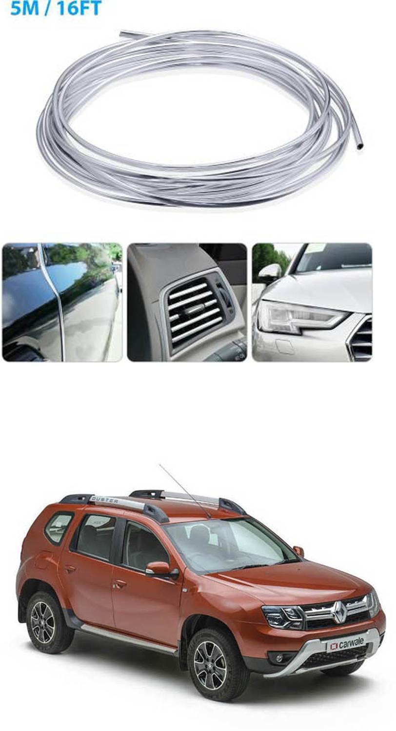 APICAL Renault Duster Edge Guard Protector for Door and Edges 5 Meter) (Colour-Chrome Silver) Car Beading Roll For Bumper, Door, Window Sill