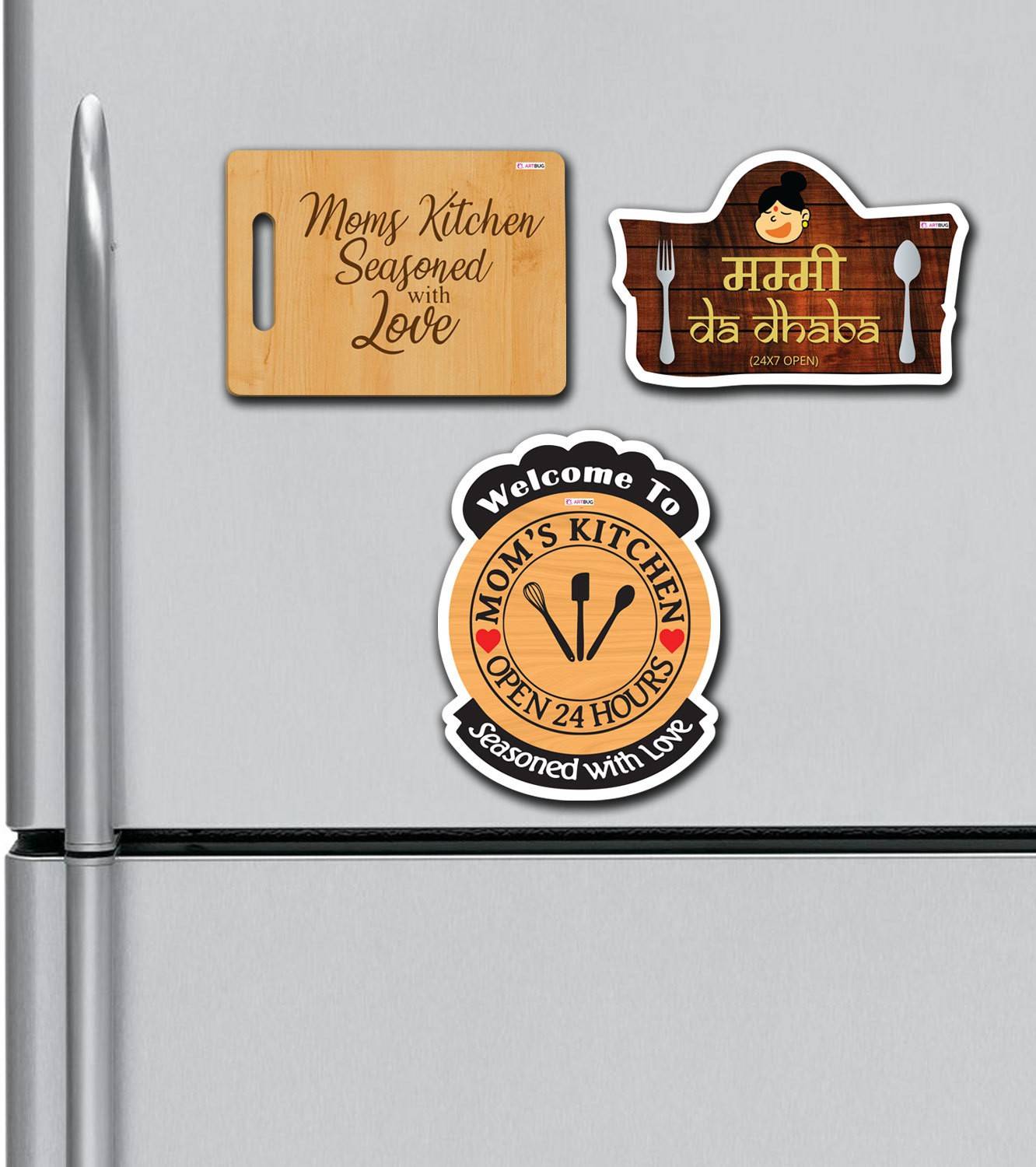 ARTBUG Mom's kitchen Quotes, HD Quality, Multipurpose Fridge Magnets Combo, for Home, Kitchen and Office Decoration, (Pack of 3) Fridge Magnet Pack of 3