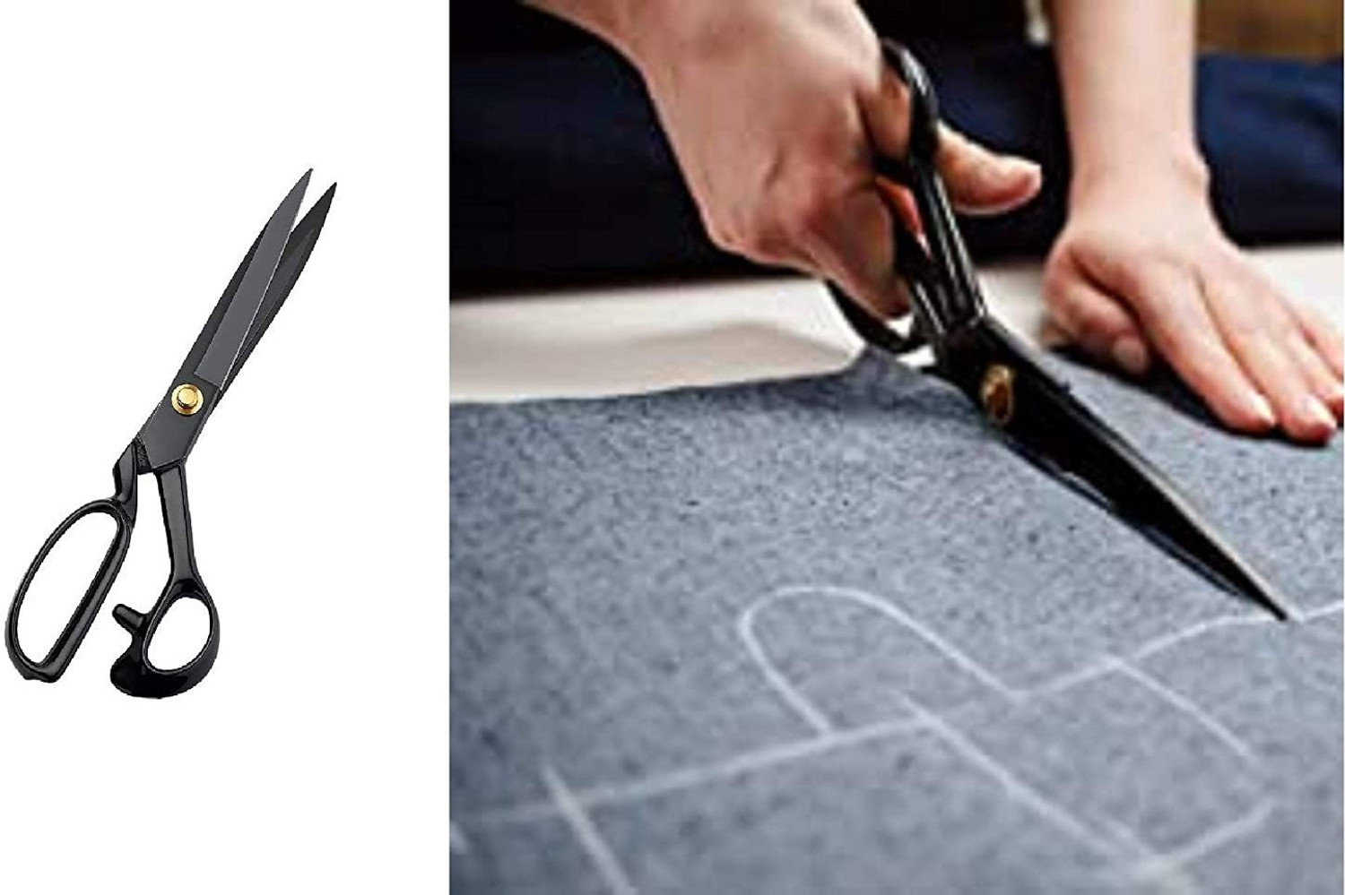 Image of Bekner Flexon Professional Tailoring Scissors with Rubber Handle Grip Used for Tailoring Sewing Clothes Cutting Paper Cutting for Home and Office use Size (10 inch inch Scissor) Scissors