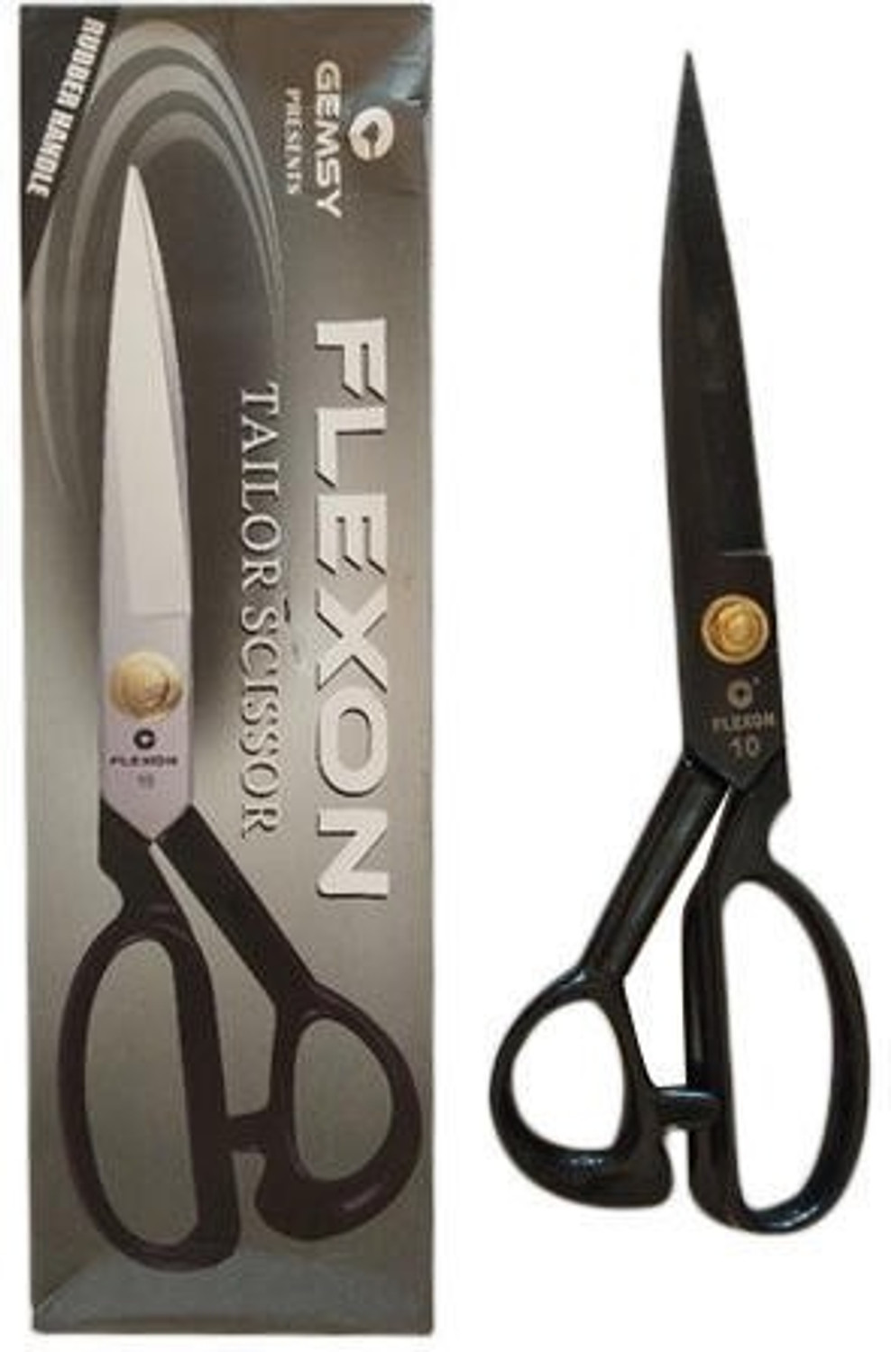 Image of Bekner Flexon Professional Tailoring Scissors with Rubber Handle Grip Used for Tailoring Sewing Clothes Cutting Paper Cutting for Home and Office use Size (10 inch inch Scissor) Scissors
