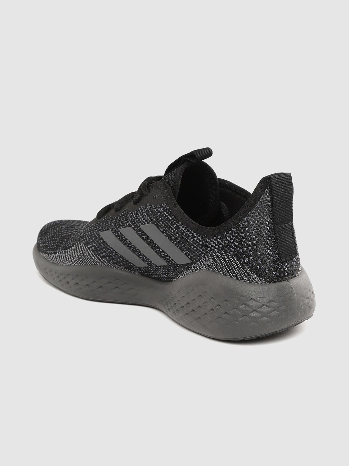 Image of ADIDAS Men Black Charcoal Grey Fluid Flow Running Shoes Running Shoes For Men