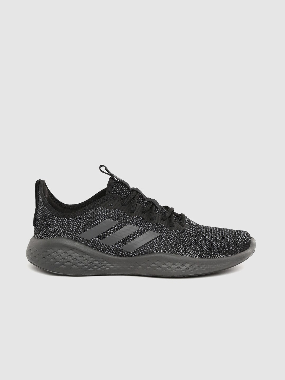 Image of ADIDAS Men Black Charcoal Grey Fluid Flow Running Shoes Running Shoes For Men