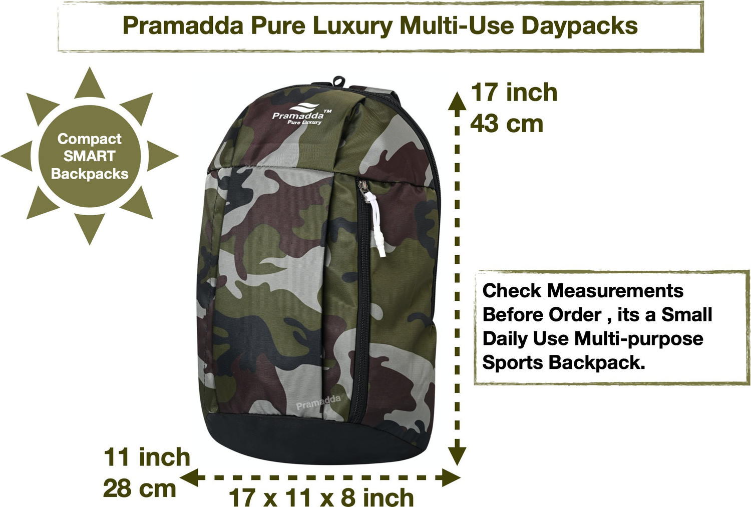 Image of Pramadda Pure Luxury Alpha Stylish Tourister Small Casual Backpack for Men Women | Sports Cycling Gym Football Kit Bags | Mini Bags For College office Bike Travelling | Small Office Backpack | travel hiking Trekking mini military beg | kachua bags for boys girls | School Tuition Coaching bags waterproof. 19 L Backpack