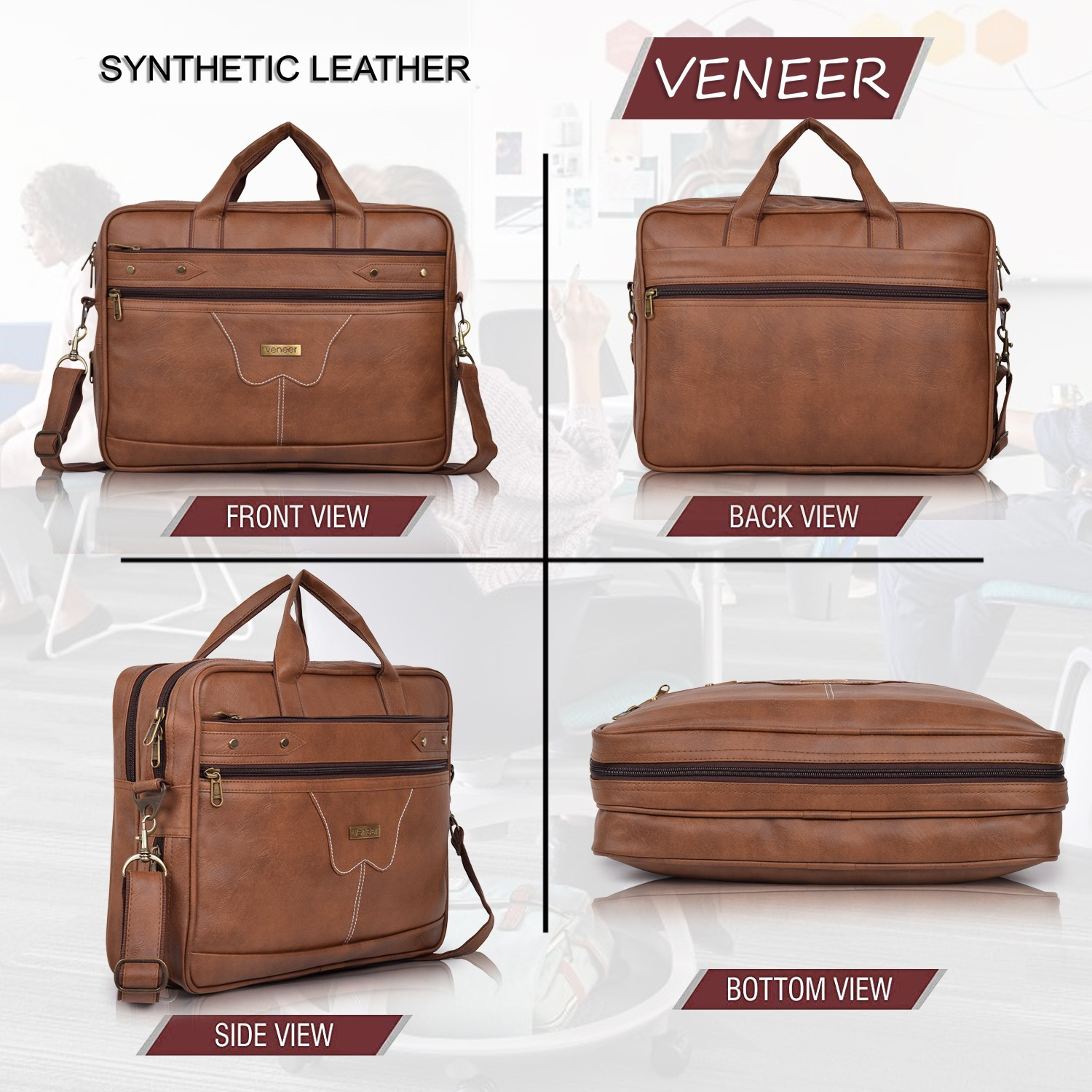 Image of Veneer Men Tan Messenger Bag