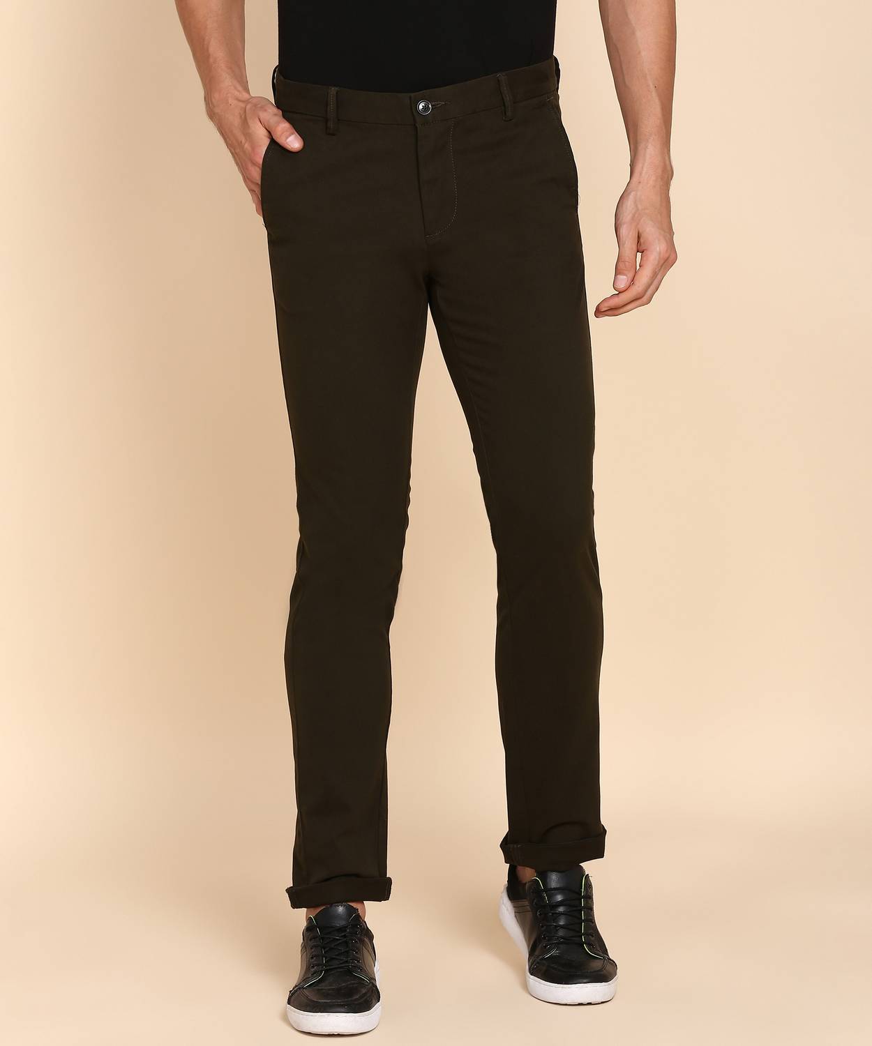 Arrow Sport Slim Fit Men Green Trousers