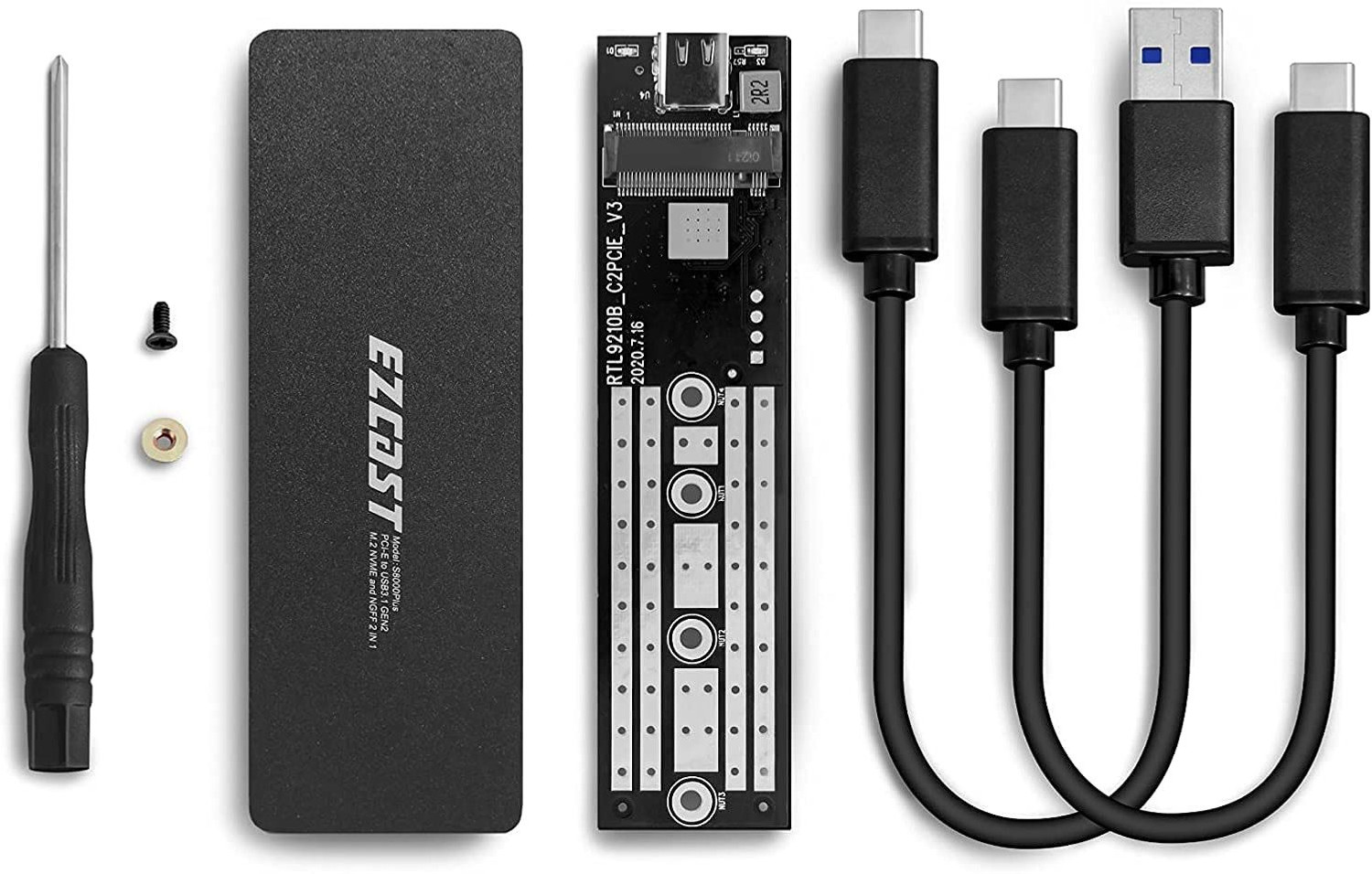 Image of Etzin M.2 NVME SSD Enclosure Adapter S800(EPL-405HS) 4.5 inch USB C 3.1 Gen 2 (10 Gbps) to NVME PCI-E M-Key
