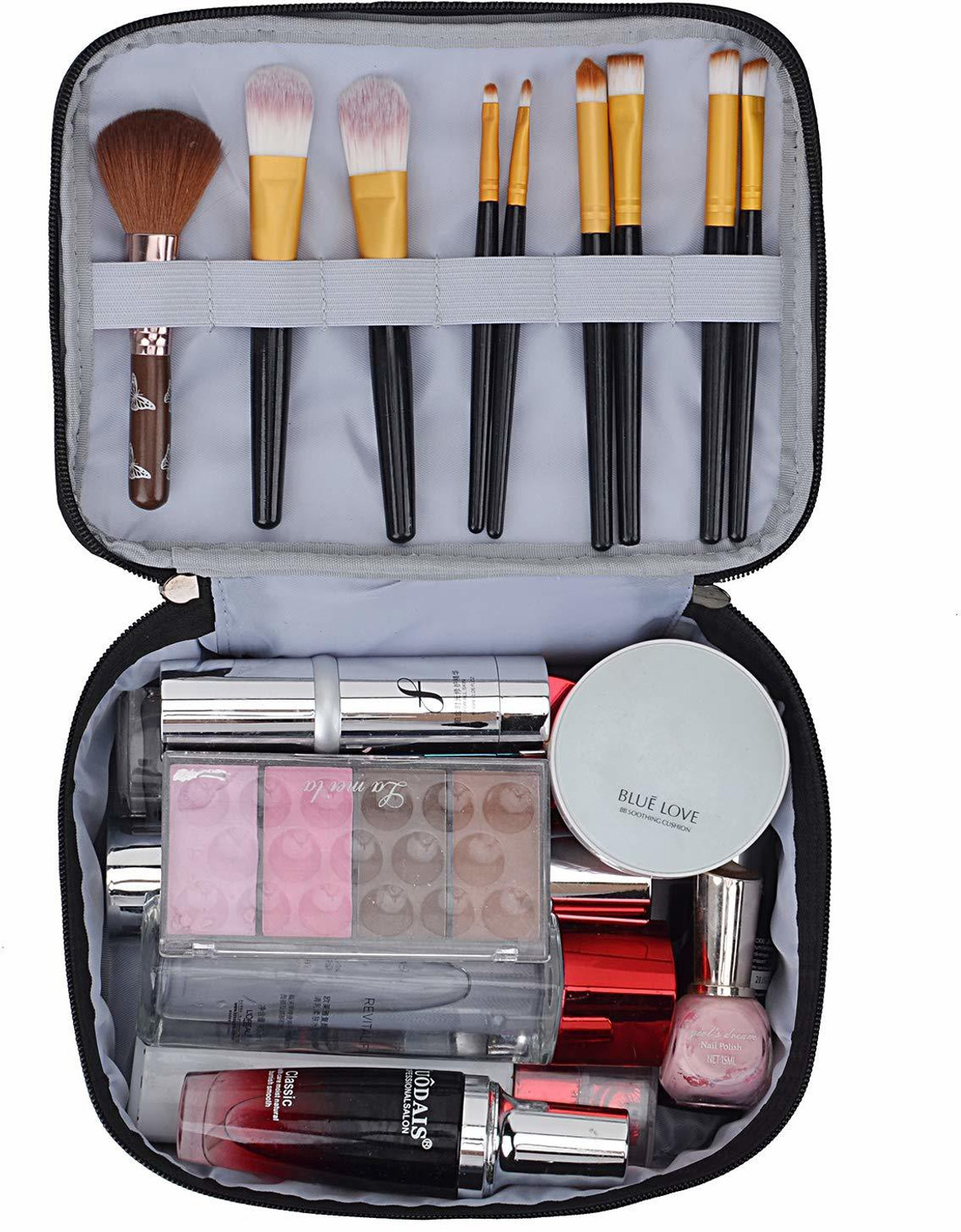 Image of TradeVast Makeup Bags Double Layer Travel Cosmetic Cases Make up Organizer Toiletry Bags (Blue) Makeup Vanity Box