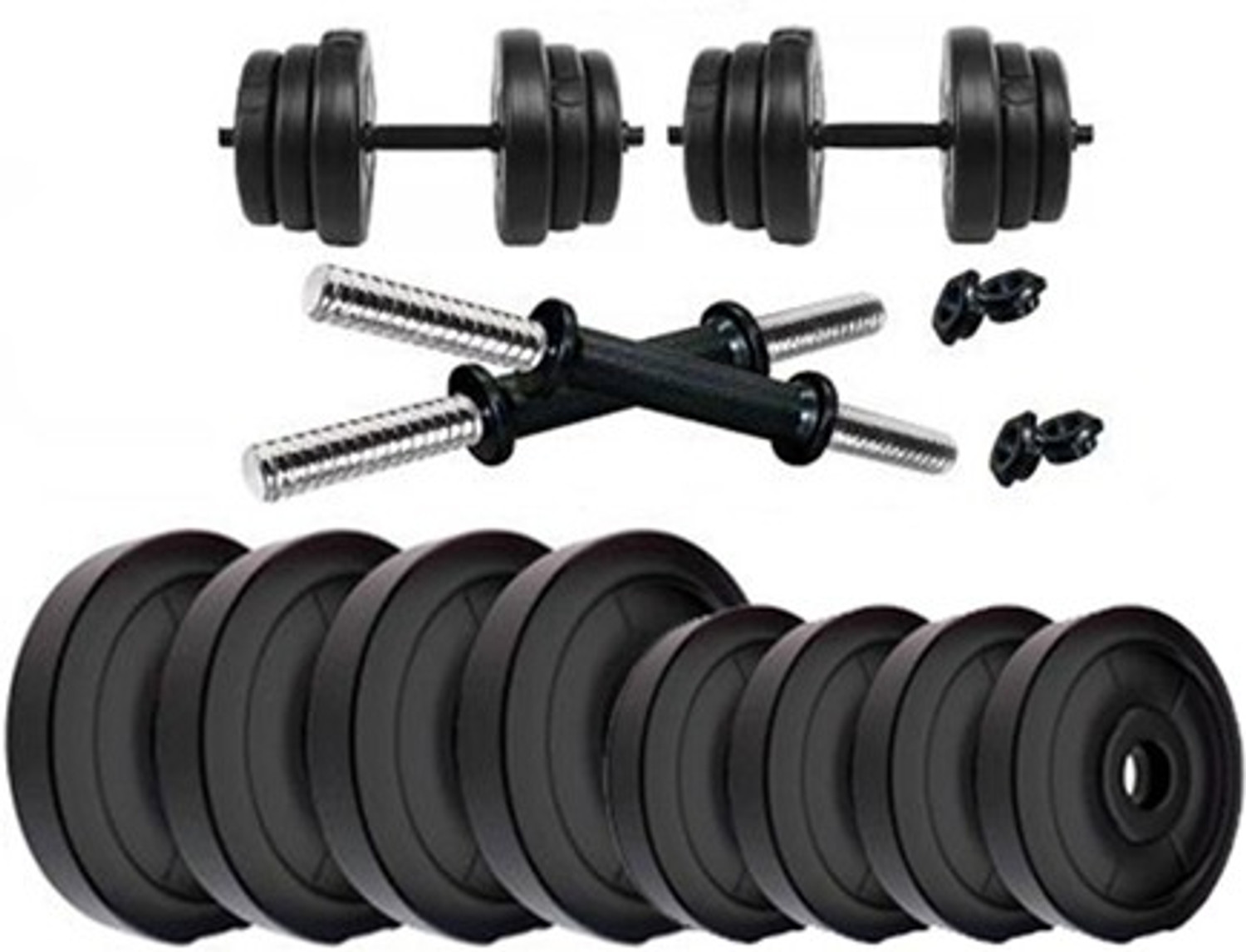 Image of L'AVENIR FITNESS 16kg (4*3kg + 4*1kg) PVC Plates + 2 Dumbbell Rods Adjustable Dumbbell