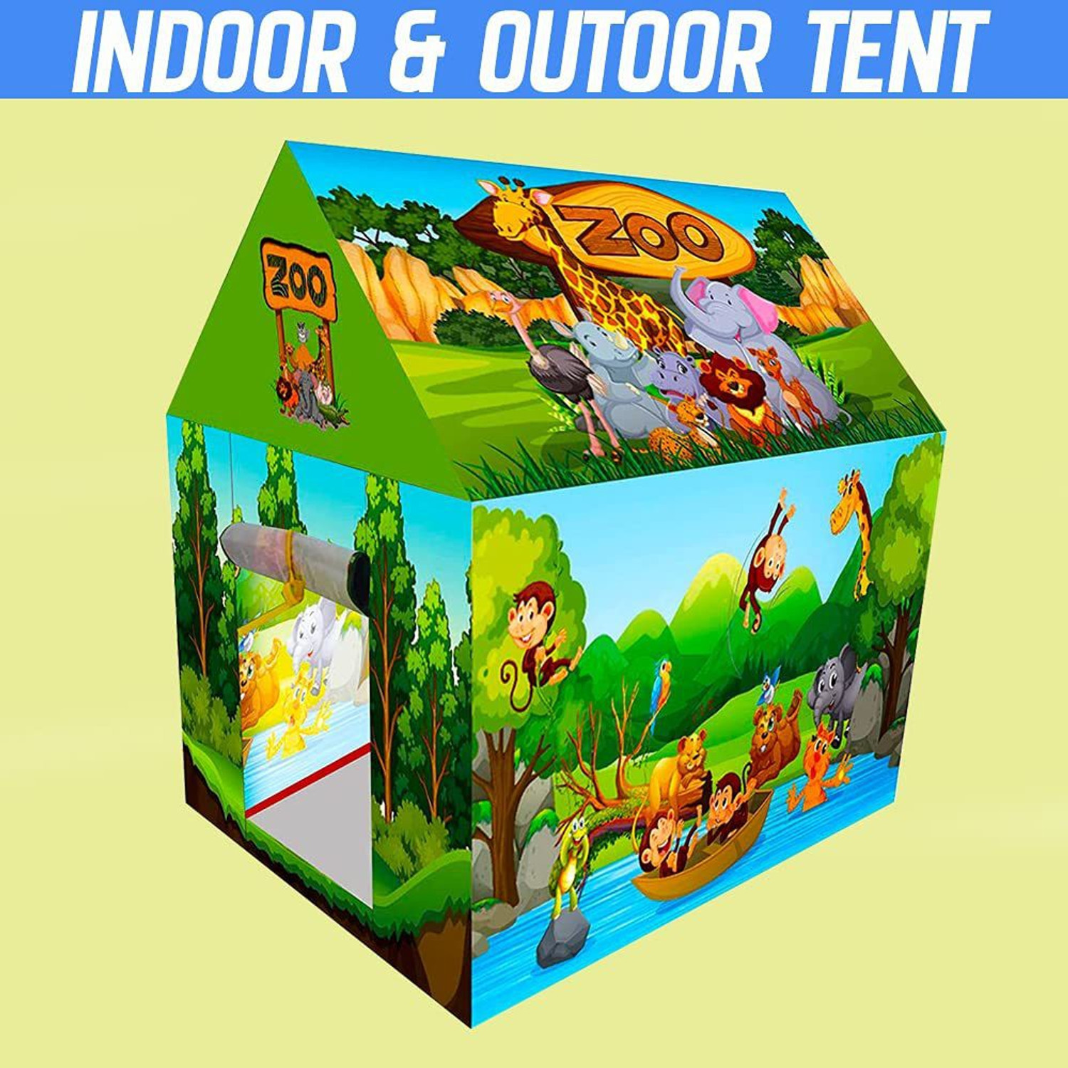 Image of Medivedas Tent House for Kids 3+ Years Boys & Girls Big Size Tent House Jungle Safari Zoo