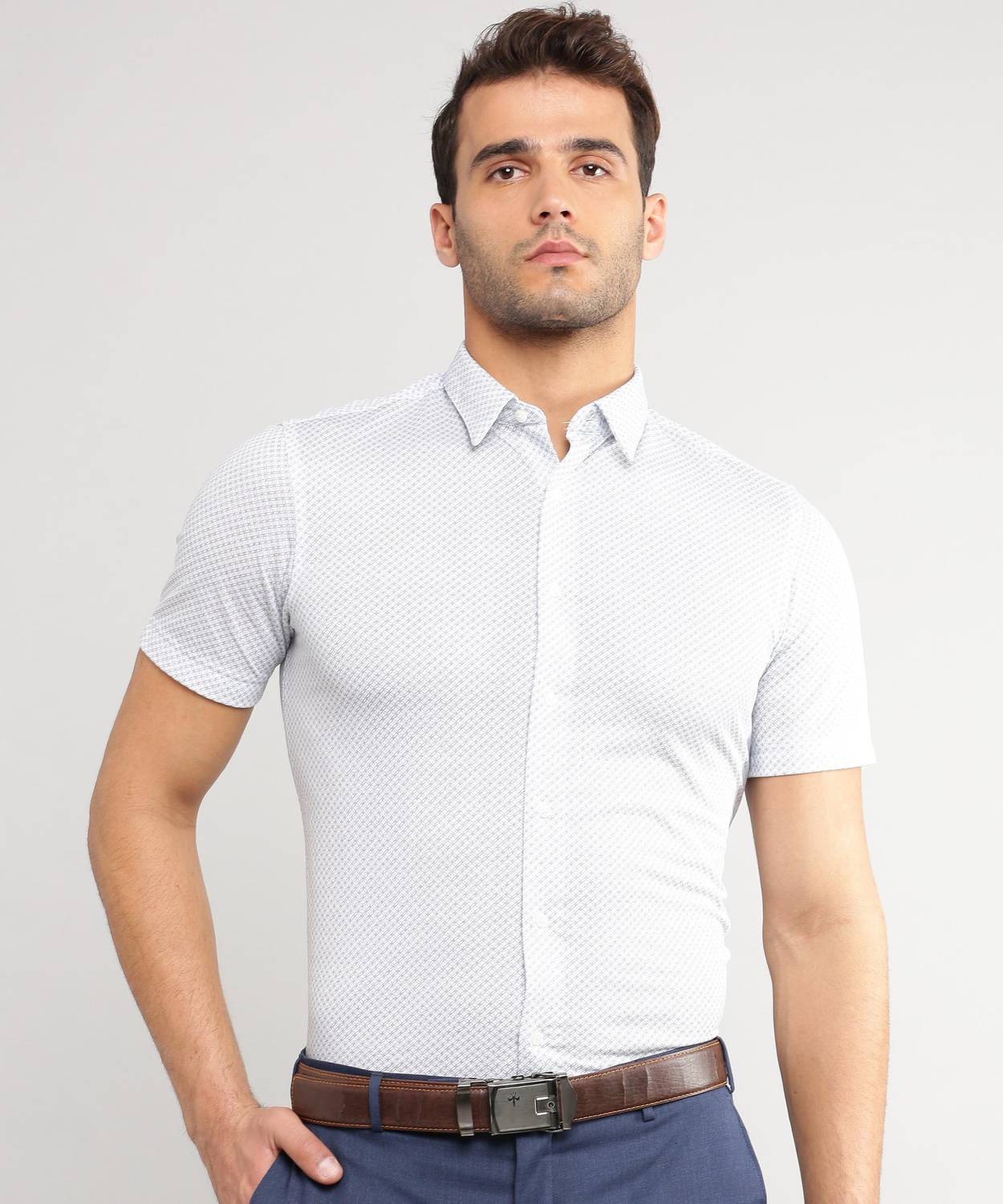 ARROW Men Printed Formal Blue Shirt