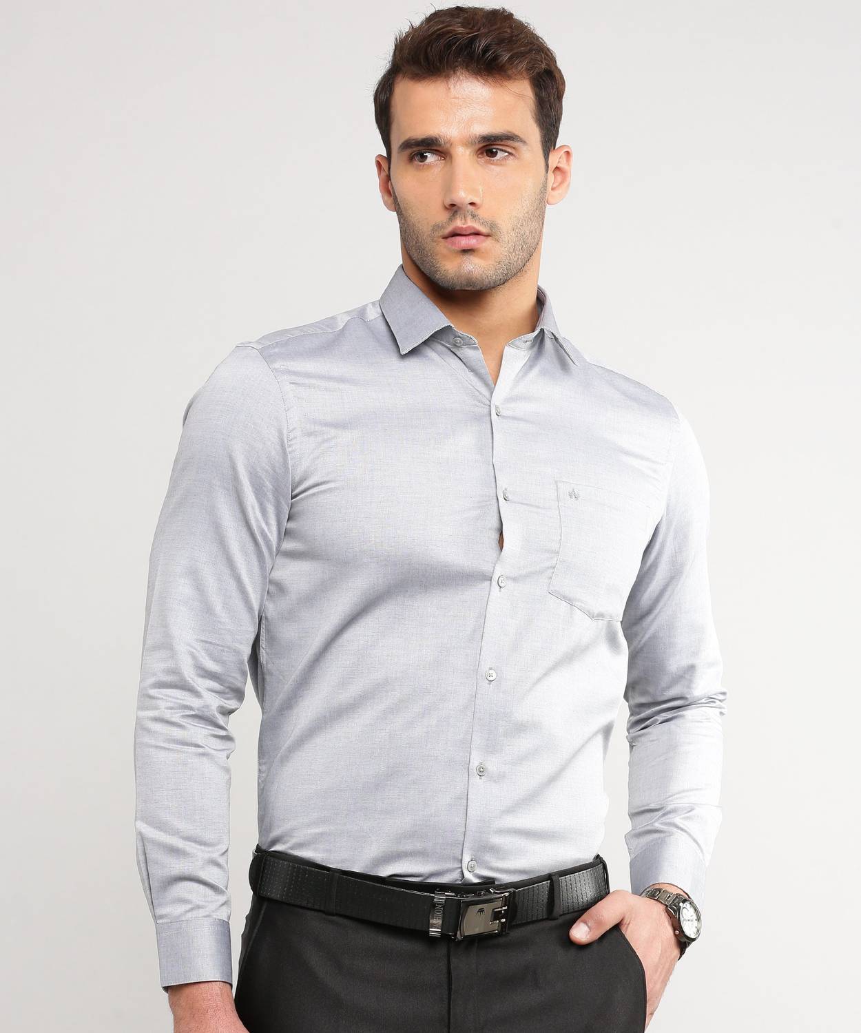 ARROW Men Solid Formal Grey Shirt