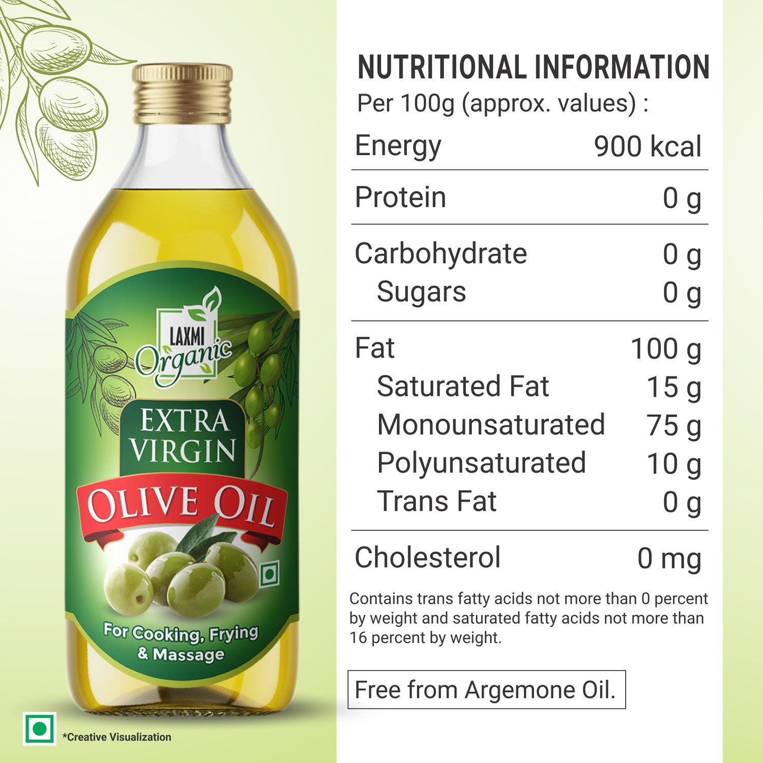Image of LAXMI ORGANIC Extra virgin olive oil Jaitun tail light edible & cooking body hair massage oil Olive Oil