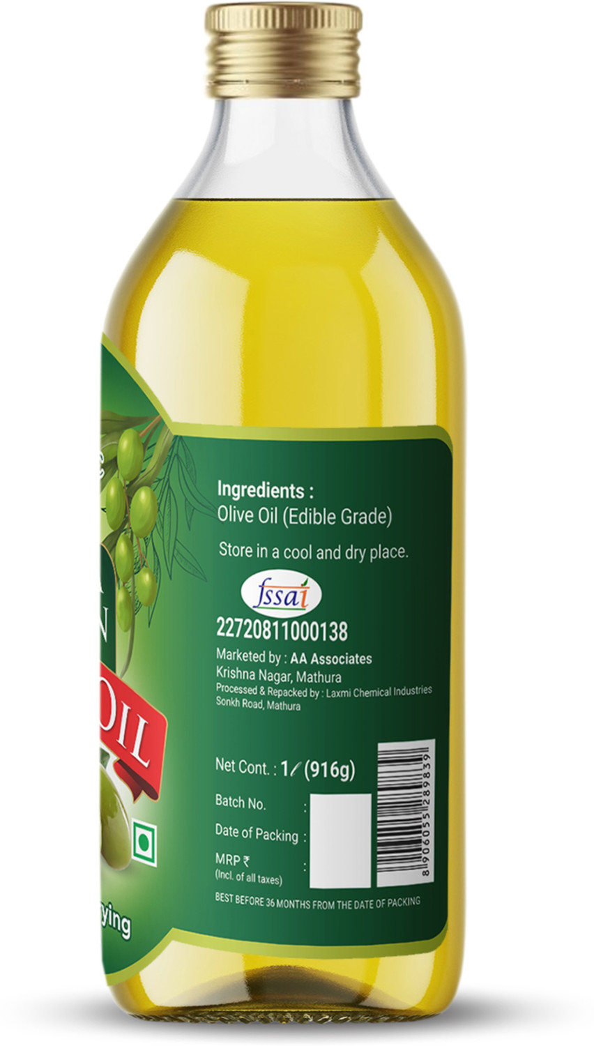 Image of LAXMI ORGANIC Extra virgin olive oil Jaitun tail light edible & cooking body hair massage oil Olive Oil