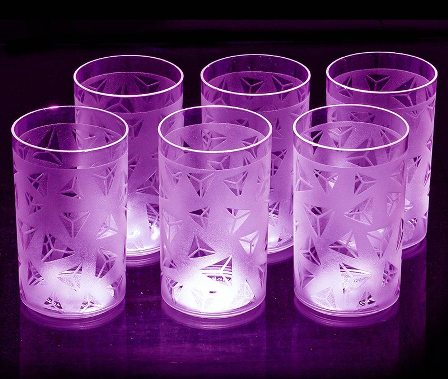 Flipkart SmartBuy (Pack of 6) Prism Pattern Water Juice Drinking Purple Colored Glass Set Water/Juice Glass