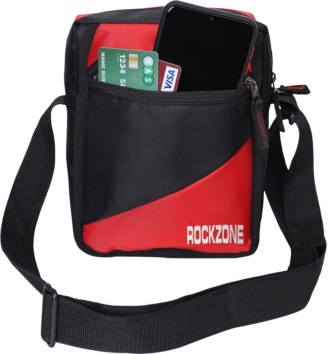 Image of ROCKZONE Black, Red Sling Bag ,Crossbody Bag