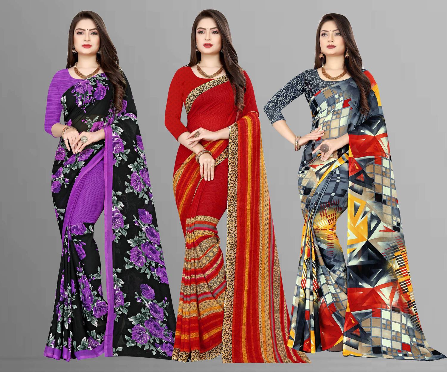 Anand Sarees Printed Daily Wear Georgette Saree