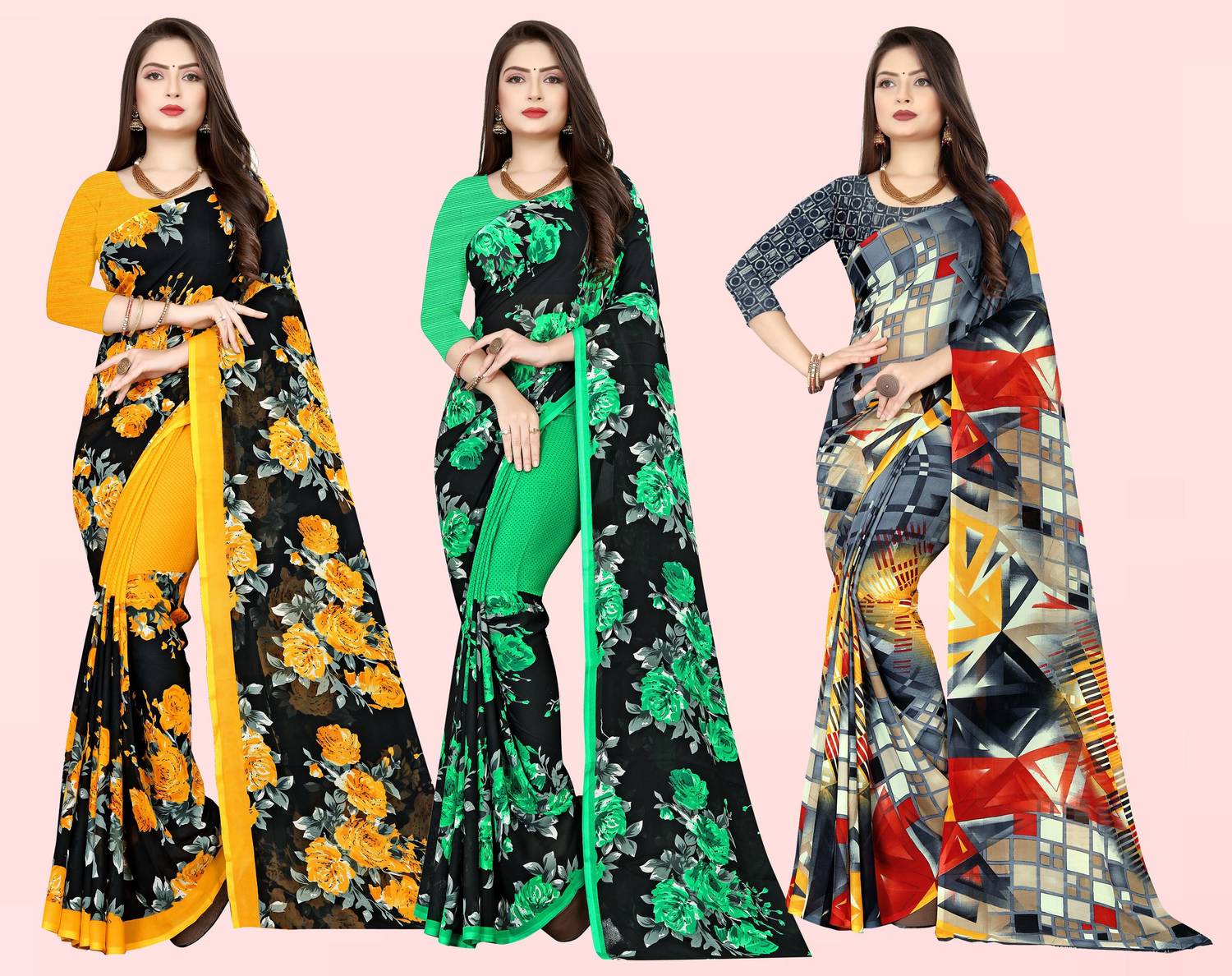 Anand Sarees Floral Print Daily Wear Georgette Saree