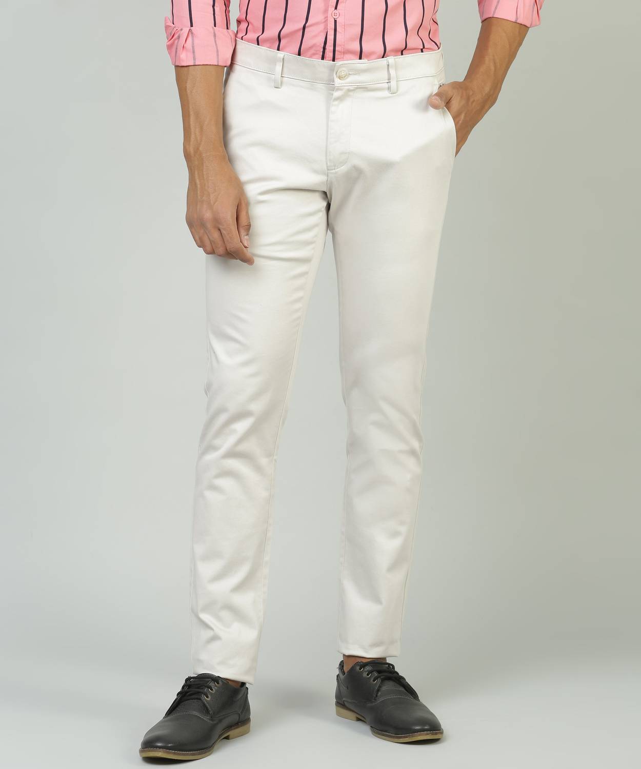 Allen Solly Slim Fit Men Cream Trousers