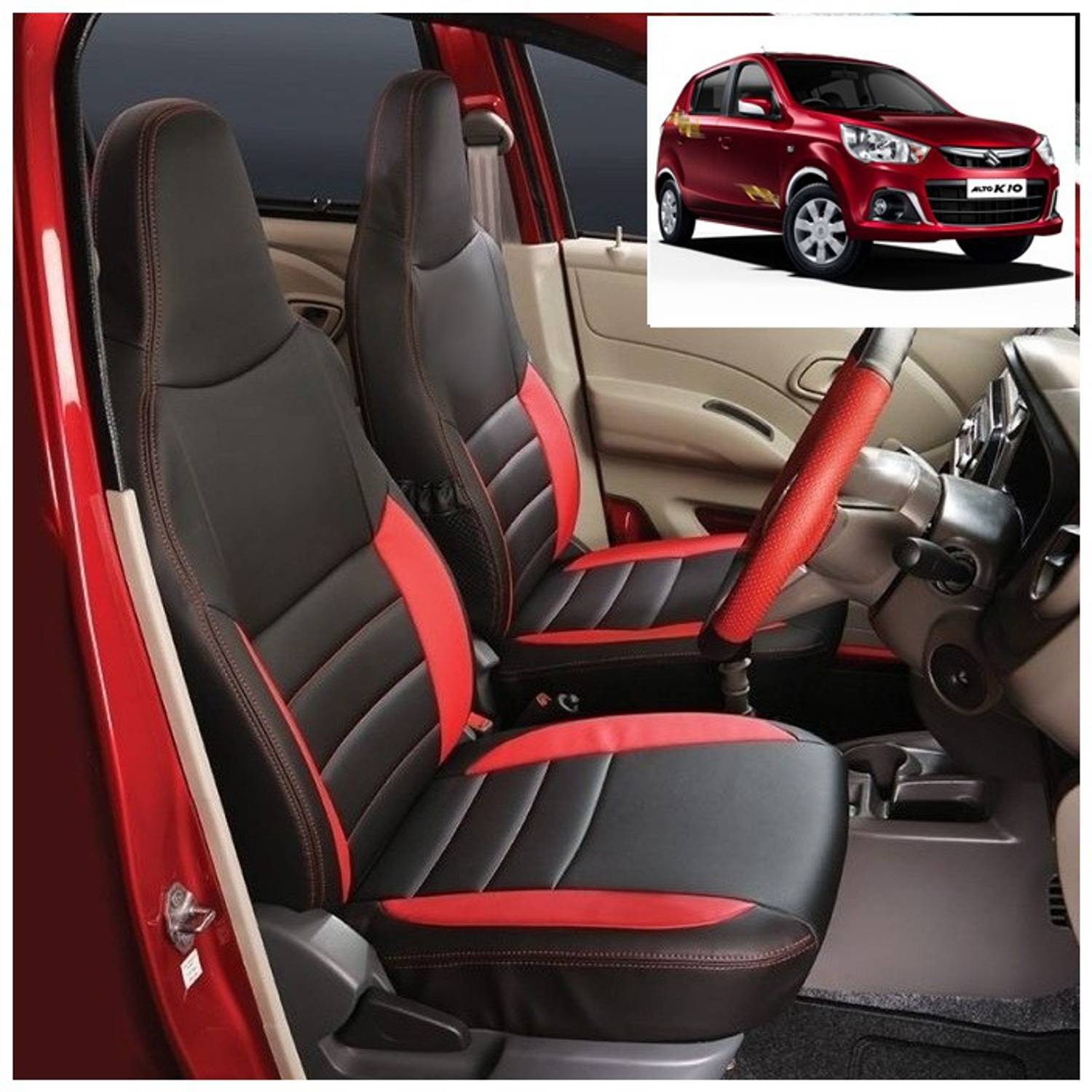 AutoSafe Leather Car Seat Cover For Maruti Alto K10