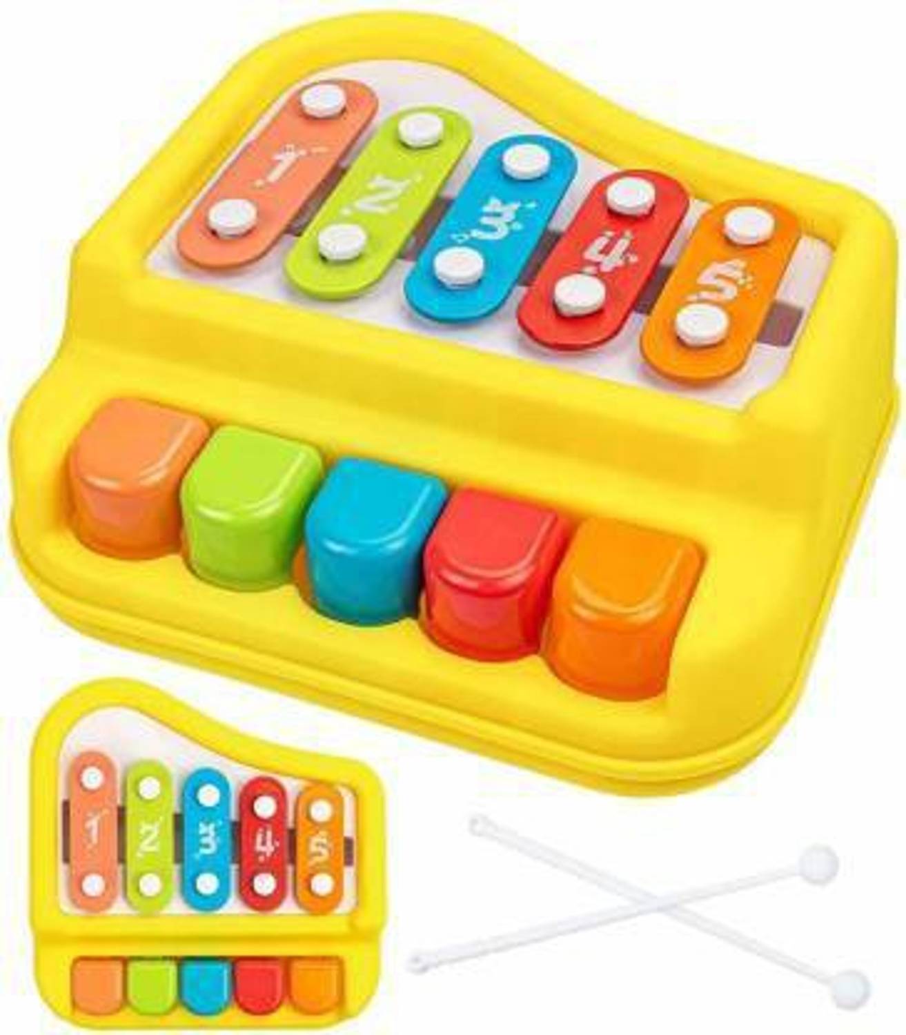 Aarya Little kids children playing learning Baby Vocal Piano Toy 2 in 1 for Toddlers , Baby Xylophone Musical Toys for Baby and Boy, Kids Best Birthday Gift 5 special keys (multicolor )