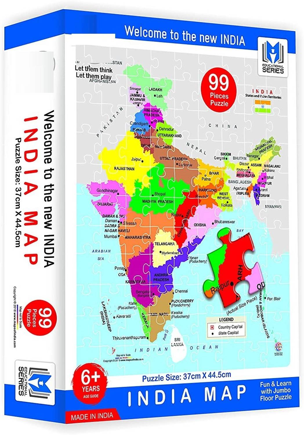 ARNIYAVALA Educational Jigsaw Puzzle Range for Kids. (India MAP)