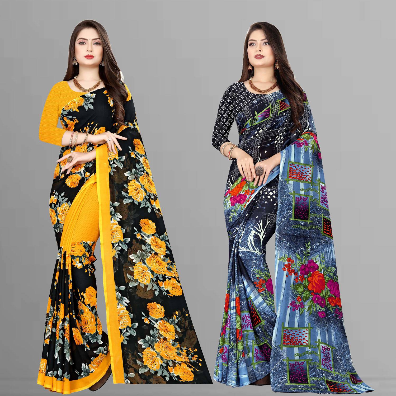 Anand Sarees Floral Print Daily Wear Georgette Saree
