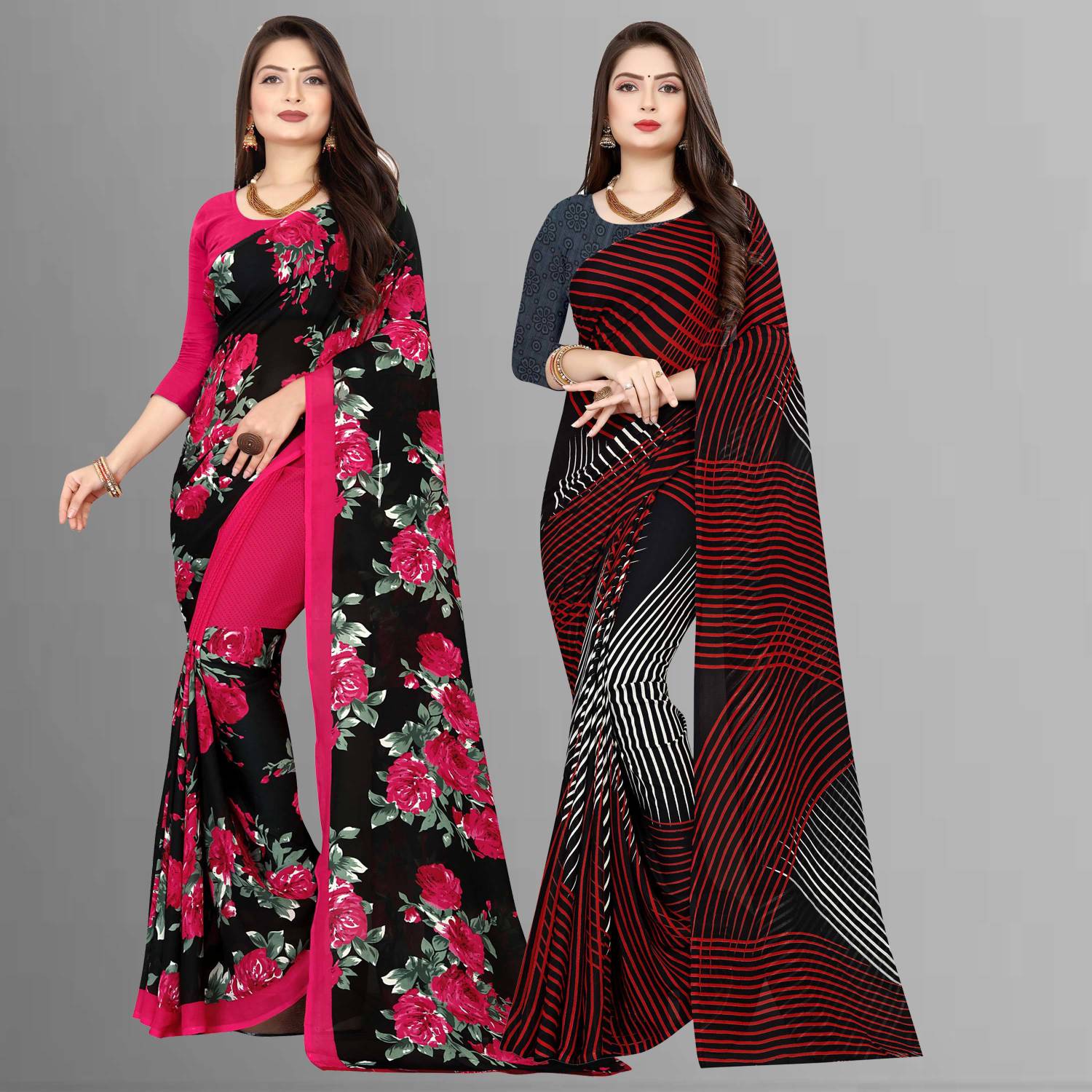 Anand Sarees Floral Print Daily Wear Georgette Saree