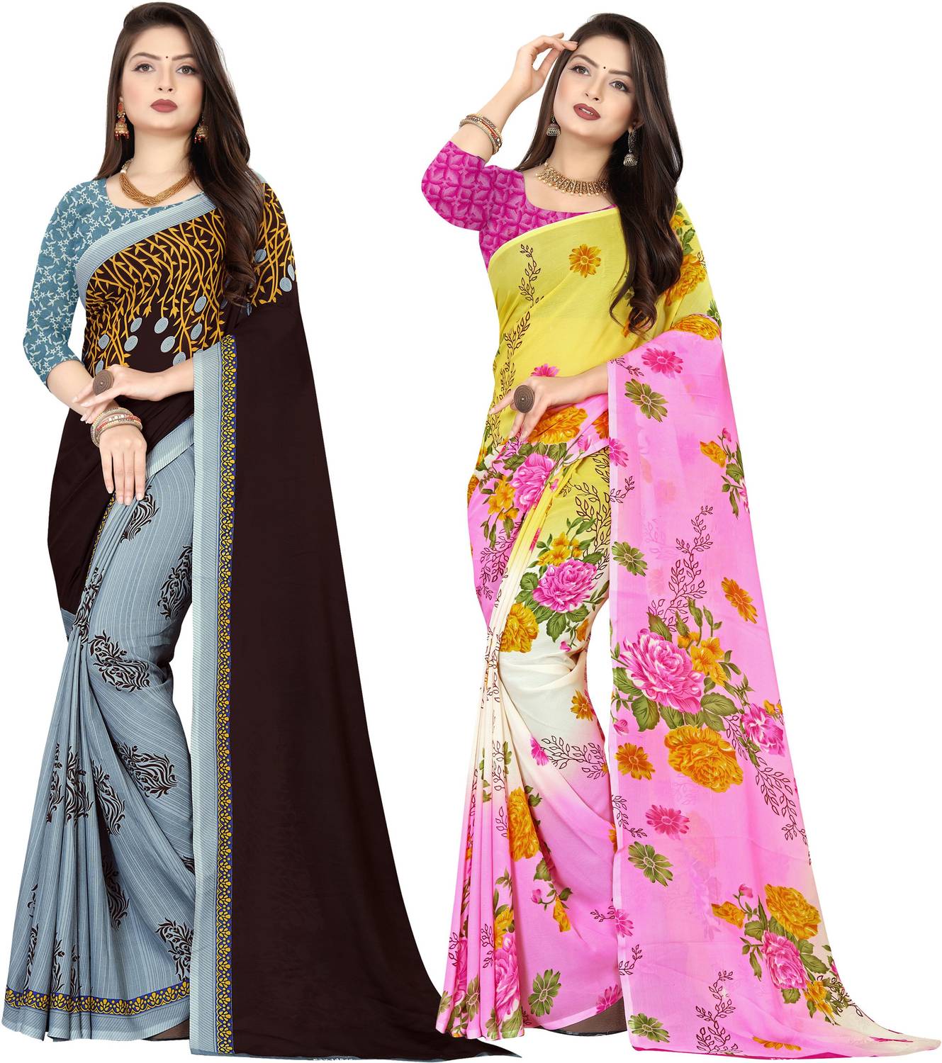 Anand Sarees Floral Print Daily Wear Georgette Saree