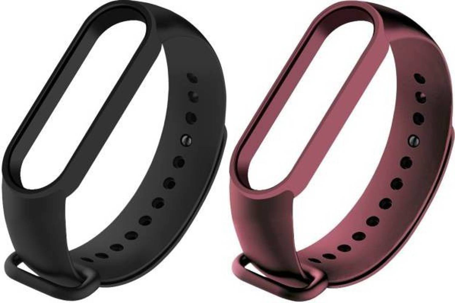 Asotai Band Strap Compatible for MI Band 5, MI Band 6 Soft Silicone Fitness Sports Activity Bracelet Strap Watch Band 5, 6 Wrist Strap Wearable Smart Band Accessories (Black, Wine Red) Smart Band Strap