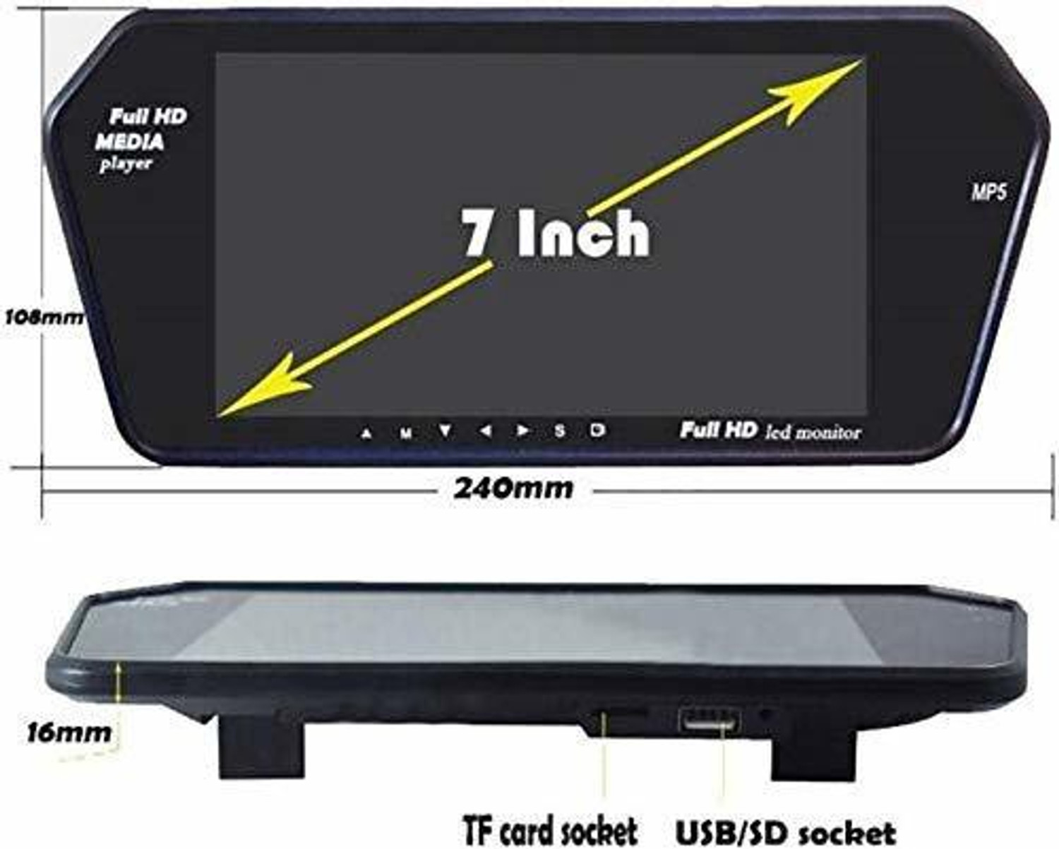 Image of Enfield Works 7InchFull HD Touch Screen Bluetooth LED Screen & LED Reverse Camera E-4136 Reverse Assist Camera System
