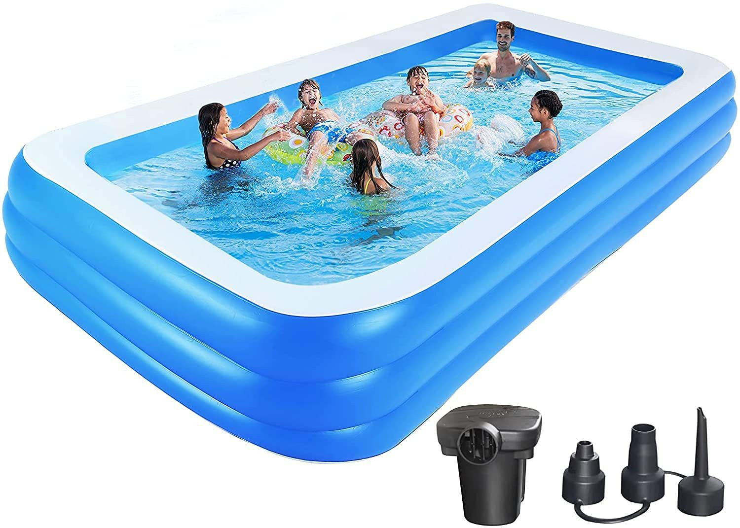 Image of Bestway Spa Swimming Bath Tub with Pump 10 Feet Blue (with Electric Pump). Inflatable Swimming Pool