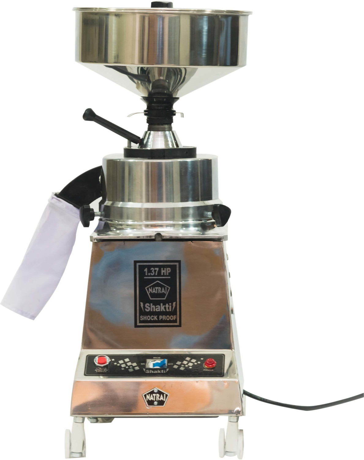 Image of Natraj Aatamaker Shakti Atta Chakki Fully Automatic Domestic Flour mill Ghar Ghanti, Atta Maker, Atta Chaki for All types of Grains and Masalas 130 Model Stainless Steel, 1.37 HP Flourmill Aatamaker Shakti Atta Chakki Fully Automatic Domestic Flour mill Ghar Ghanti Flourmill