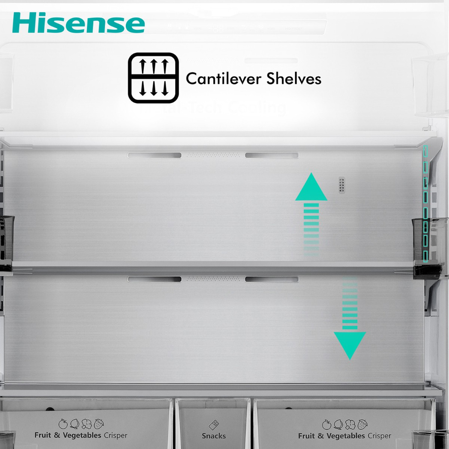 Image of Hisense 670 L Frost Free French Door Bottom Mount Inverter Technology Star Convertible Refrigerator with Base Drawer