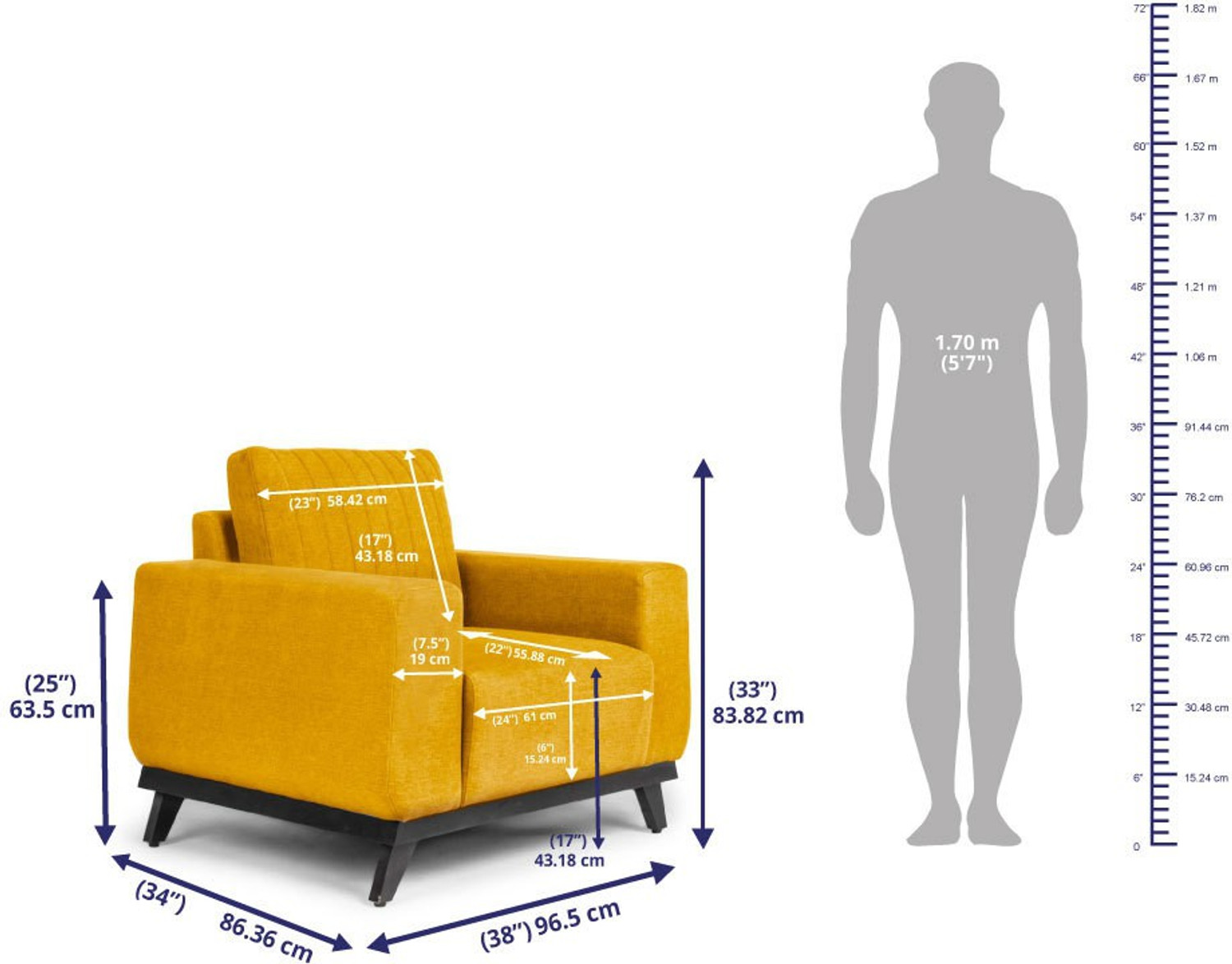 Image of Wakefit Barcelona Fabric 2 + 1 + 1 Sofa Set