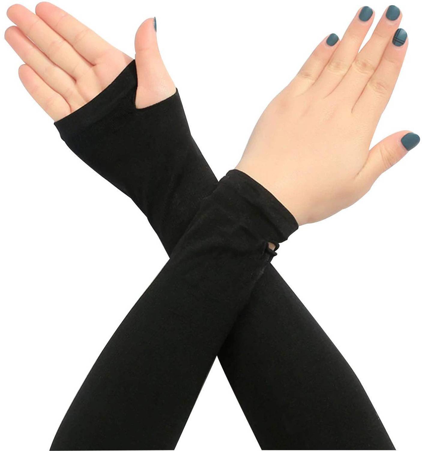 Buyra Nylon Arm Sleeve For Men & Women (Free, Black) Driving Gloves