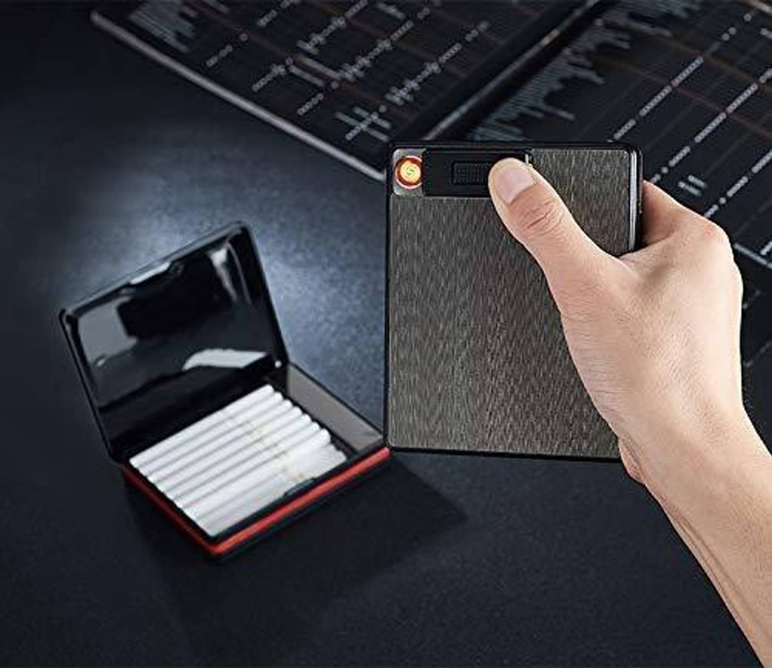 Auslese Cigarette Case with Lighter 2in1 Cigarette Case with Lighter King  Size Portable Pack 20pcs Regular Size Cigarettes USB Lighters Cigarette  Lighter Price in India