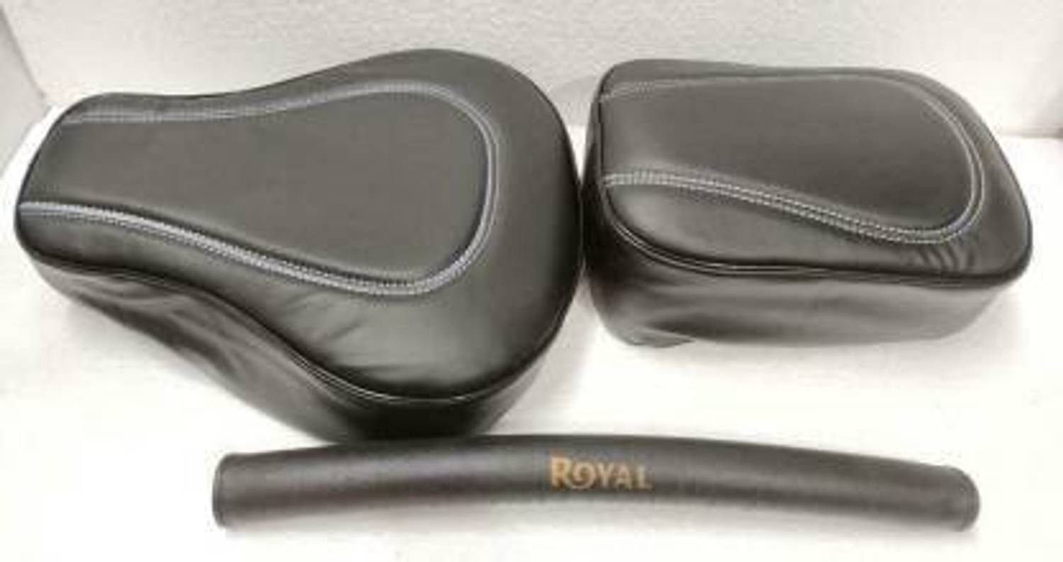 AHLMOTOR Seat Cover for Classic Front & Rear Black Leatherette with Foam Split Bike Seat Cover For Royal Enfield Split Bike Seat Cover For Royal Enfield Classic, Classic 350, Classic Chrome, Classic 500, Classic Desert Storm