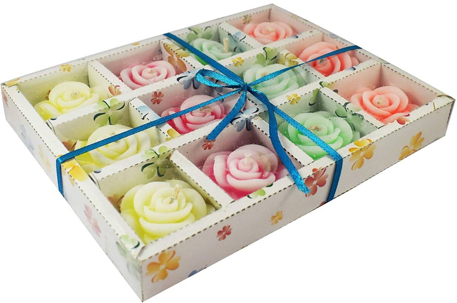 BREVVA XXI™-418-YH-Flower Shape Floating Candles for Diwali Home Decor - Multi Colour Candle
