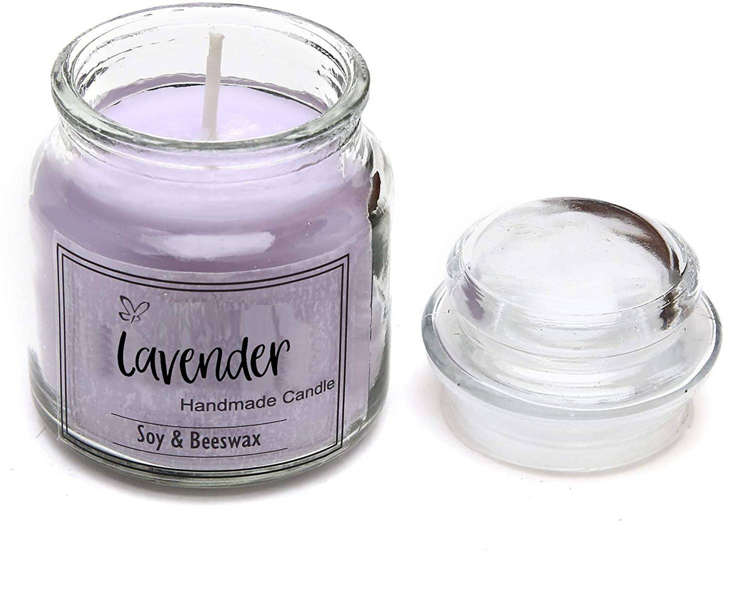 BREVVA XXI®-688-JI-Lavender Essential Oil Scented Aromatherapy Fragrant Purple Handmade Soy Wax and Beeswax Jar Candle Candle