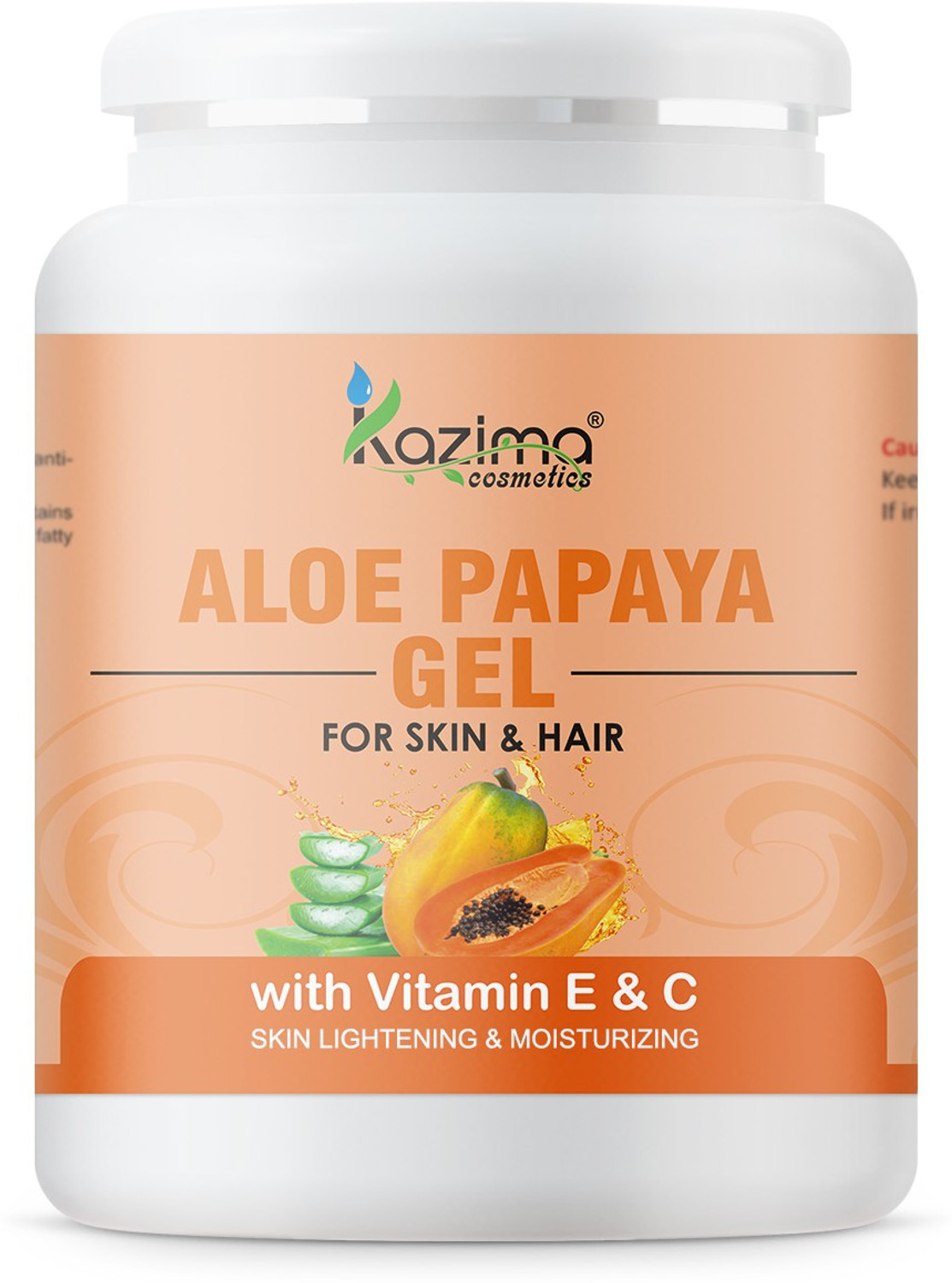 Image of Kazima Aloe Papaya Gel with Pure Aloe Vera, Papaya & Vitamin C, E for Face, Skin & Hair - Anti-aging, Moisturizing, Skin Lightening, Acne Scars, Wrinkles, Sunburn & Dark Circles