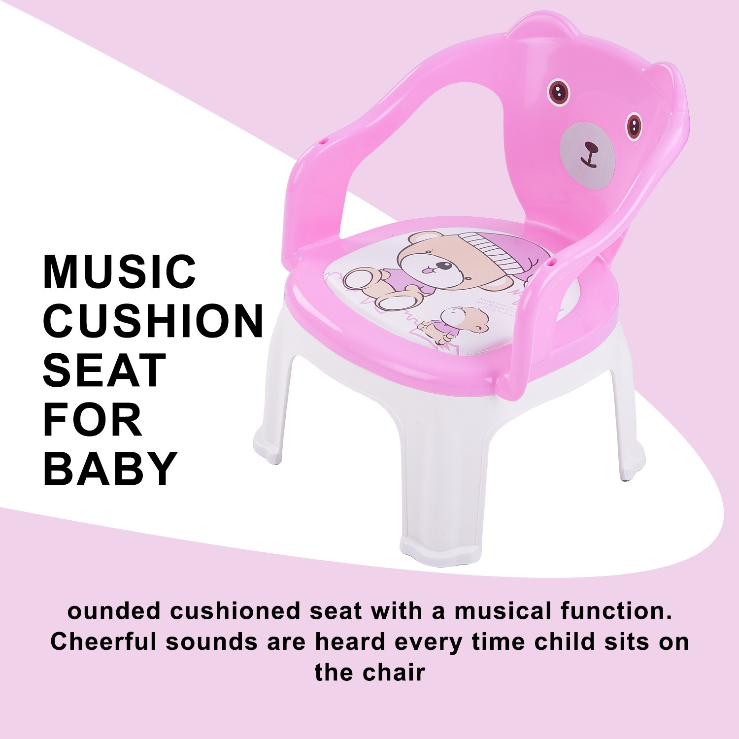 Image of baybee Bear Painted Foldable Baby Pink Chair