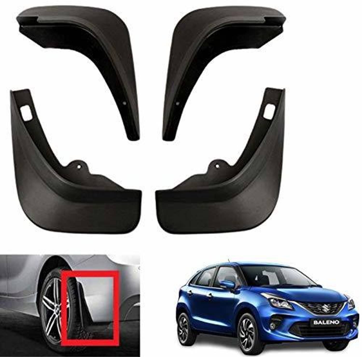 ASRAUTO Rear Mud Guard, Front Mud Guard For Maruti Baleno 2015, 2021