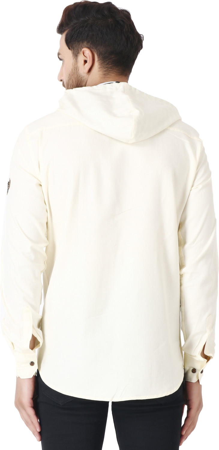 Image of Voroxy Men Solid Casual Cream Shirt