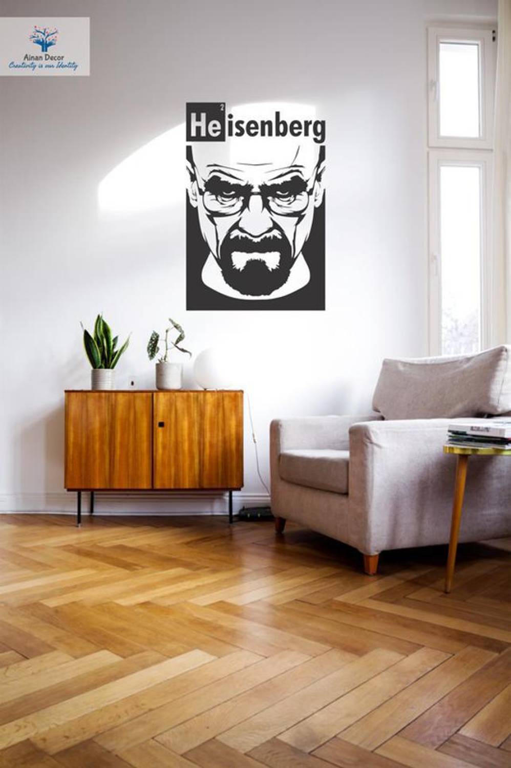Ainan Decor 60 cm Breaking Bad Hero Heisenberg Silhouette Self Adhedsive Black Vinyl Sticker for Living Room, Bedroom And Home Decor Self Adhesive Sticker