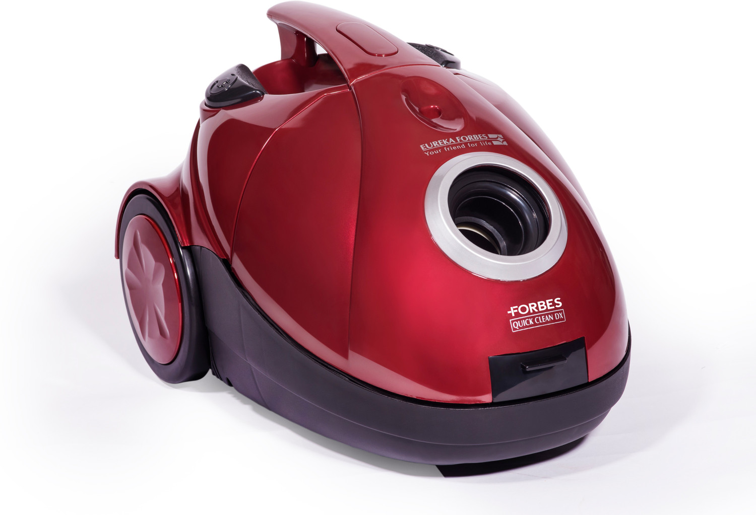 Image of EUREKA FORBES Quick Clean DX Dry Vacuum Cleaner with 1200 Watts Powerful Suction Control, 3 Free Reusable dust Bag Worth Rs 500, Comes with Multiple Accessories, Dust Bag Full Indicator (Red), Standard with Reusable Dust Bag (Red, Black)