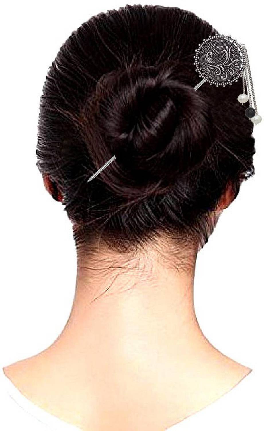 Vintage Jewelery Designer Hair Sticks Oxidized Silver Metal Hair