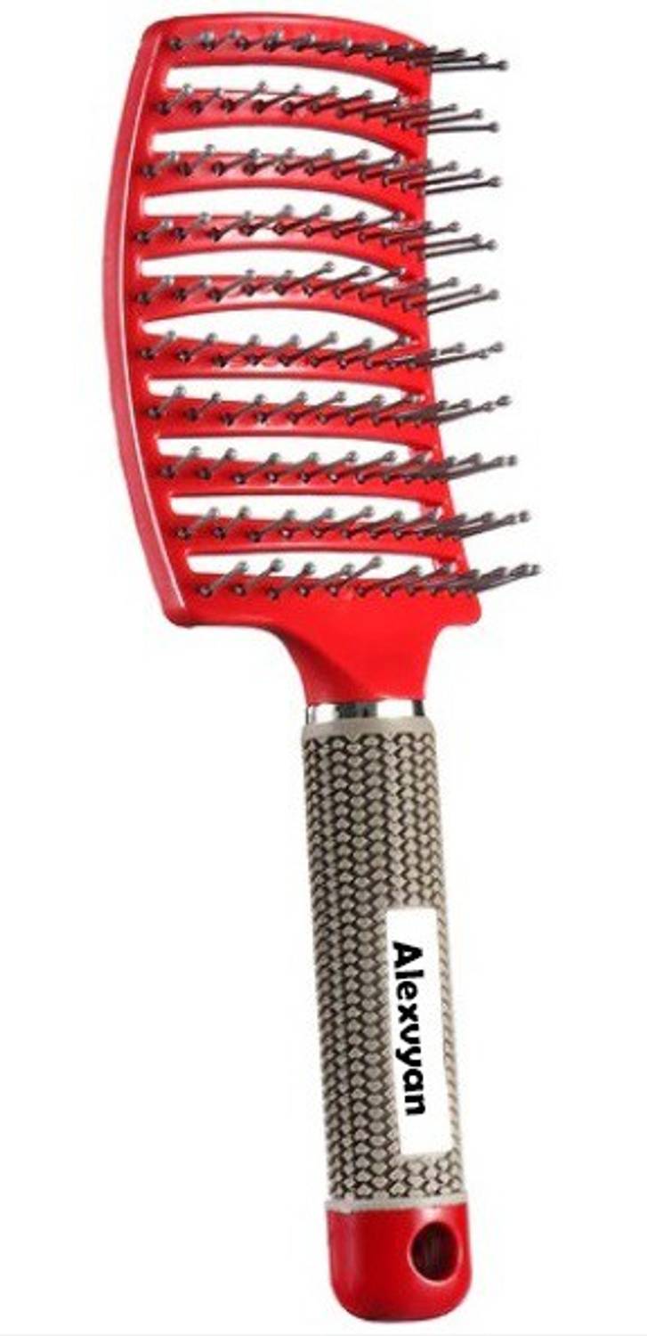 AlexVyan Red Hair Scalp Massage Comb Hairbrush Bristle Nylon Women Wet Curly Detangle Hair Brush for Salon Hairdressing Styling Tools