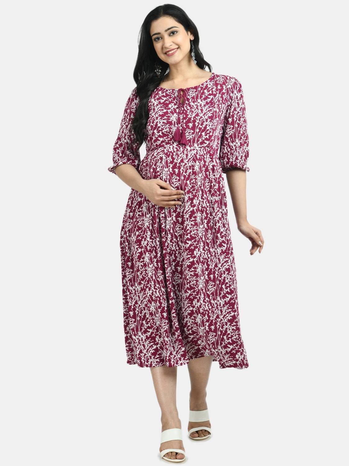 Aaruvi Ruchi Verma Women A-line Red Midi/Calf Length Dress