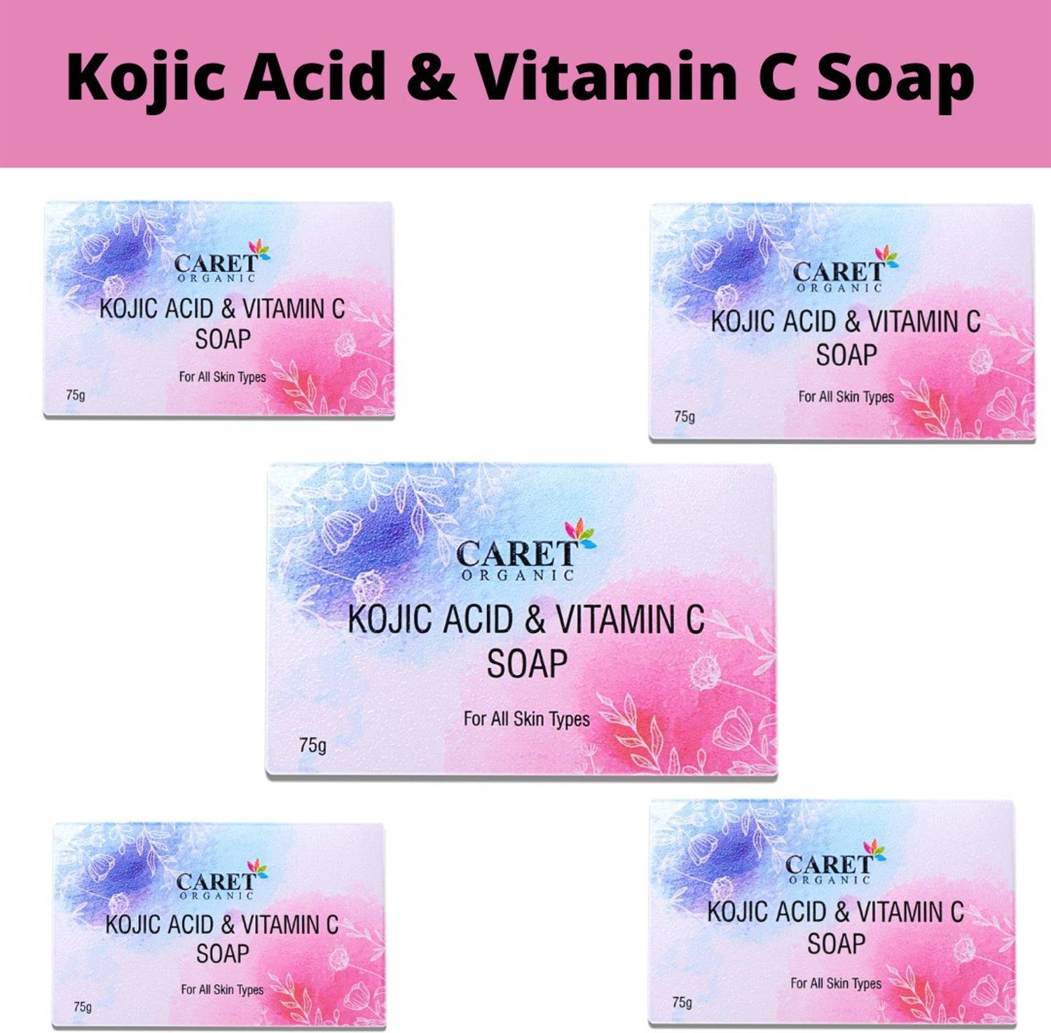 Caret Organic Skin Lightening Soap with Kojic Acid, Vitamin C & Licorice Extract | Dermatologically Tested, Paraben Free - 75g (5)